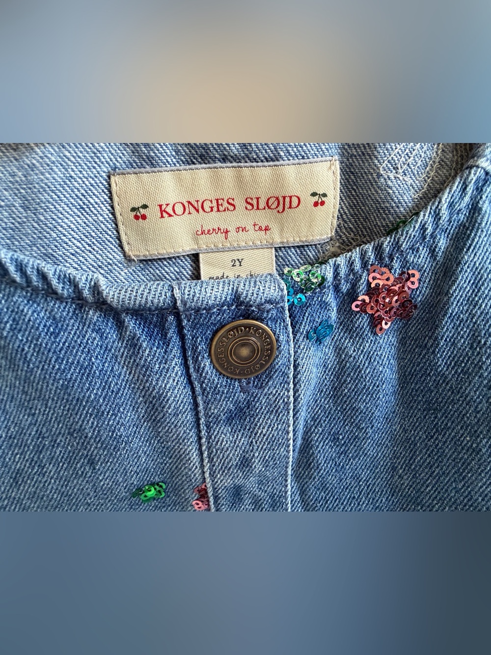 🆕 Konges Slojd magot sequin denim jacket - Rainbow Star - size 2Y - Picture 4 of 6